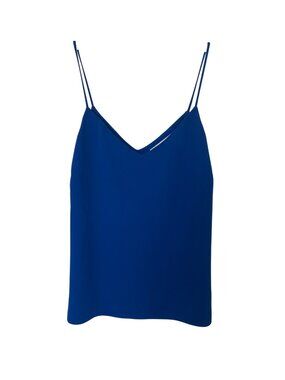 Amanda Uprichard Blue V-Neck Cami Top Silky Lined V-Back & V-Front Design